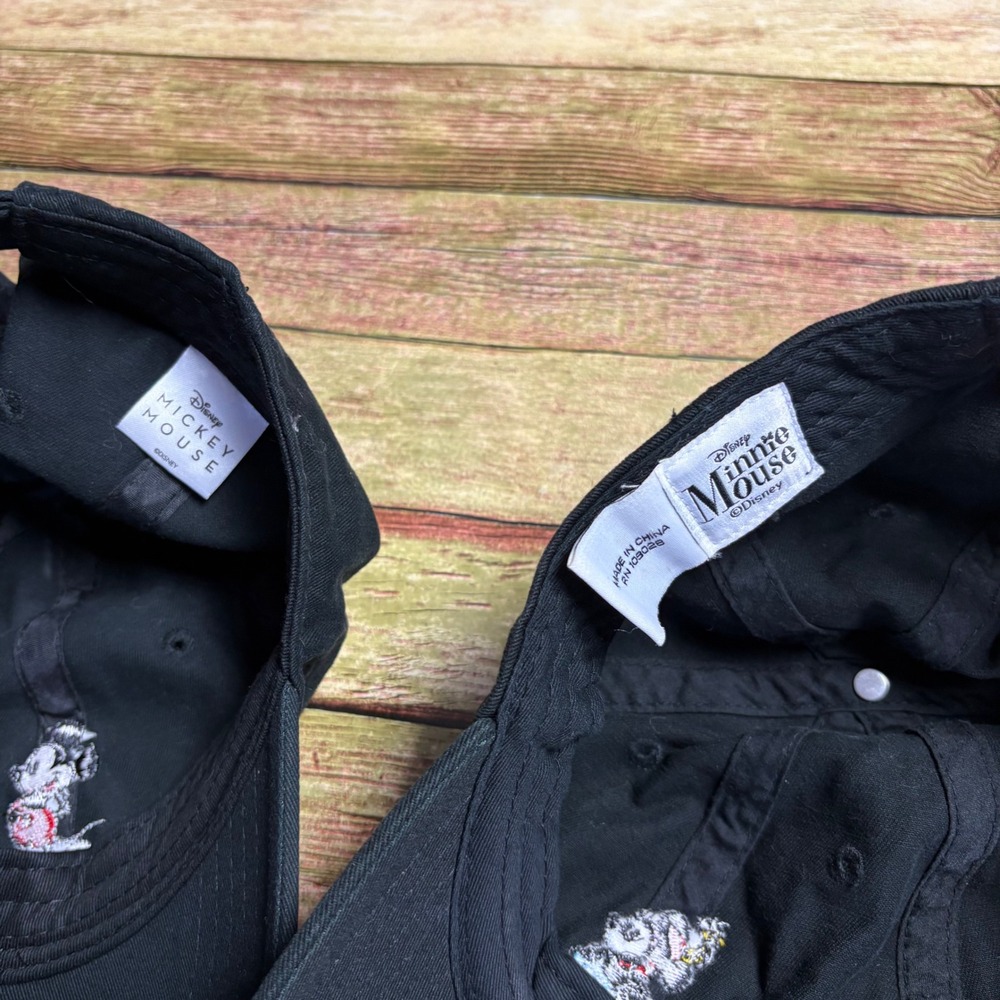 Disney Mickey and Minnie Mouse Matching Black Baseball Caps Adjustable Dad Hats - Picture 5 of 5